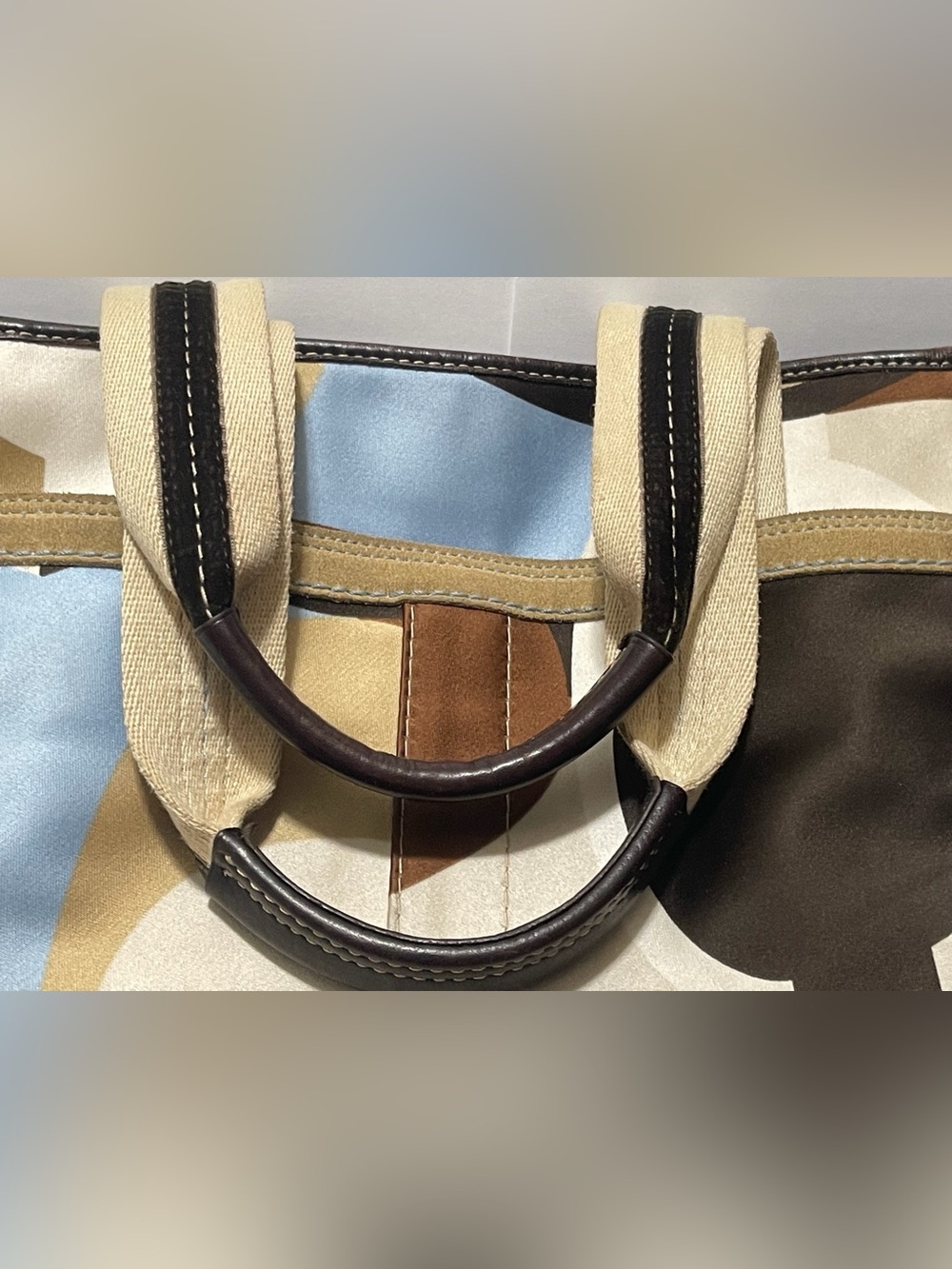 Vintage Coach Hampton Weekend Scarf Bag in Cream, Brown and Blue